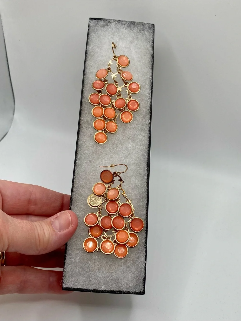 Eclectic Gold-Tone Coral Cluster Drop Earrings